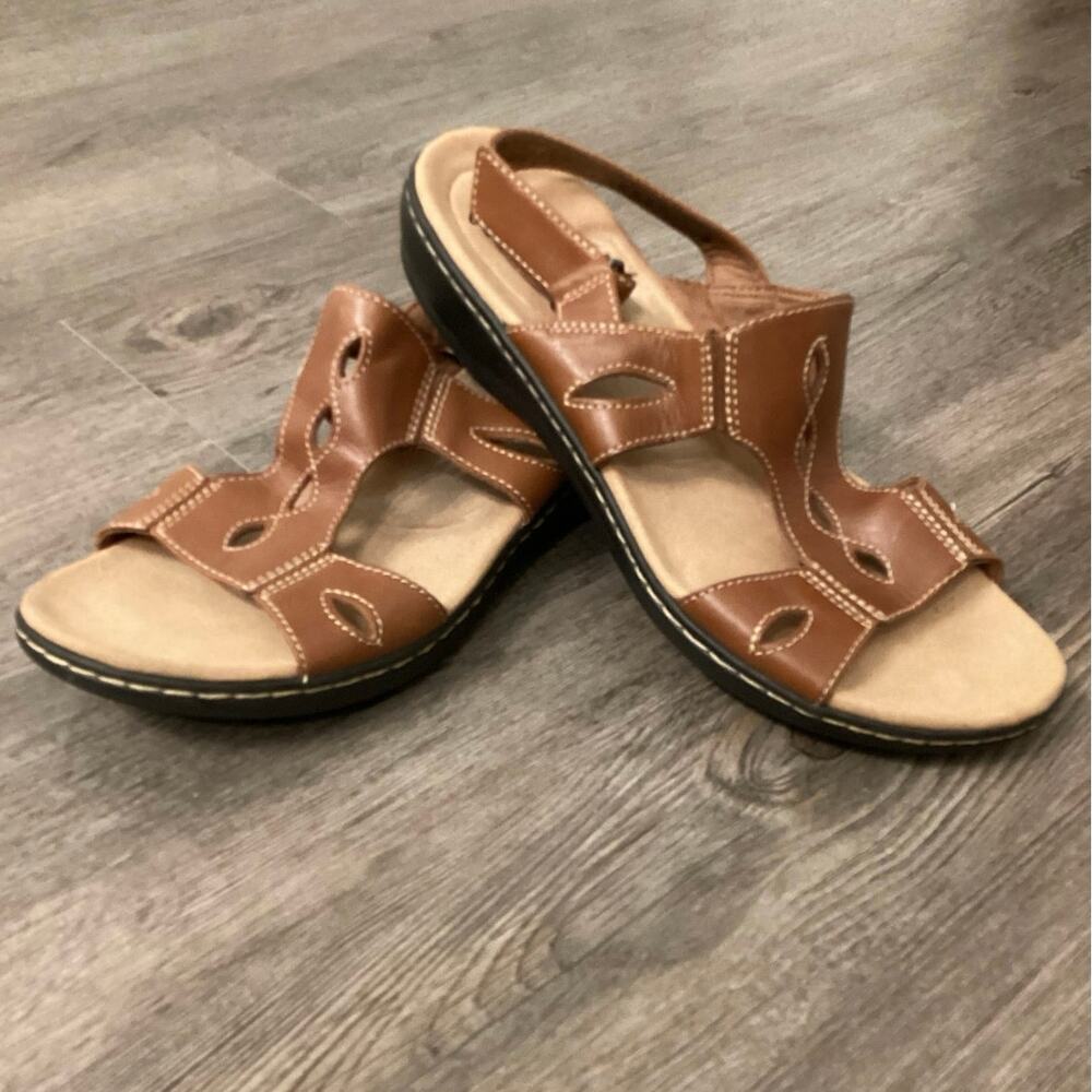 Clarks Brown Leather Cushion Sandals